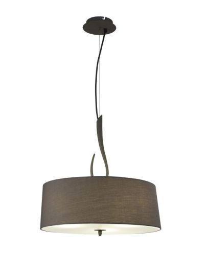 Mantra Lua Single Pendant 3 Light E27 Ash Grey With Ash Grey Shade