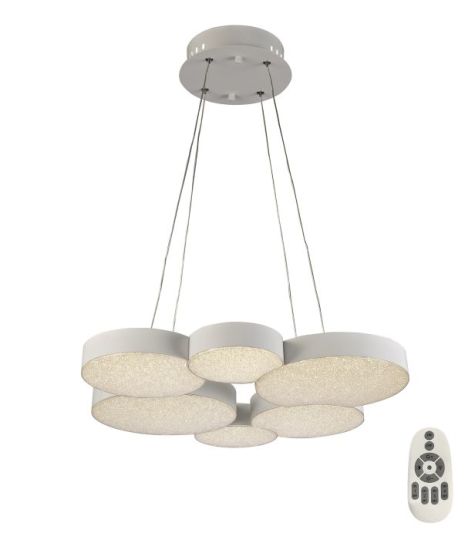 Mantra Lunas Pendant 61cm Diameter 54W LED 3000K 2650lm RF Remote Control White 3yrs Warranty