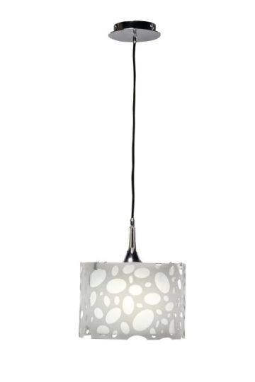 Mantra Lupin Pendant 1 Light E27 Gloss White/White Acrylic/Polished Chrome CFL Lamps INCLUDED