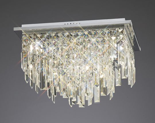 Diyas IL30252 Maddison Ceiling Square 6 Light Polished Chrome/Crystal
