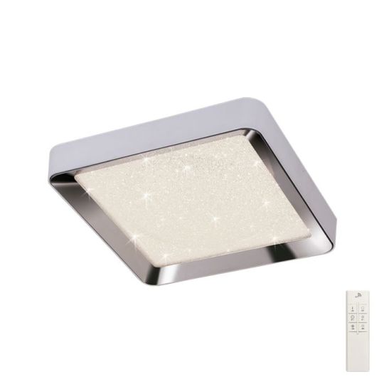 Mantra Male Flush 50cm Square 24W LED 3000K-6500K Tuneable 1920lm Remote Control Chrome / White / Acrylic 3yrs Warranty
