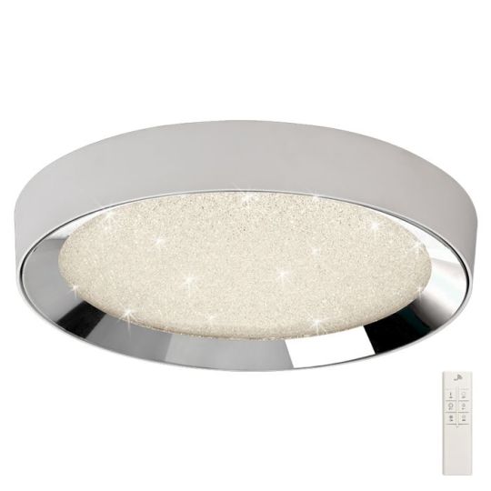 Mantra Male Flush 65cm Round 40W LED 3000K-6500K Tuneable 3200lm Remote Control Chrome / White / Acrylic 3yrs Warranty