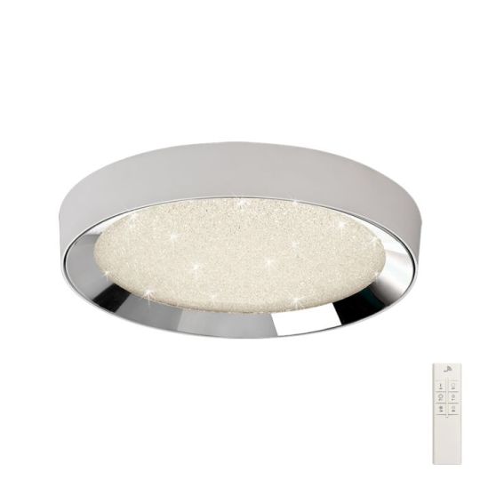 Mantra Male Flush 50cm Round 24W LED 3000K-6500K Tuneable 1920lm Remote Control Chrome / White / Acrylic 3yrs Warranty