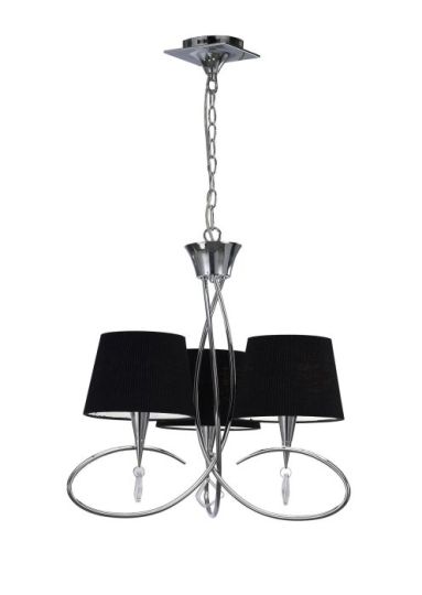 Mantra Mara Pendant 3 Light E14 Polished Chrome With Black Shades