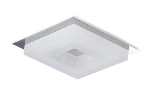 Mantra Marcel Recessed Down Light 6W LED Square 3000K IP44 550lm Polished Chrome/Frosted Acrylic Cut Out: 70mm Driver Included 3yrs Warranty