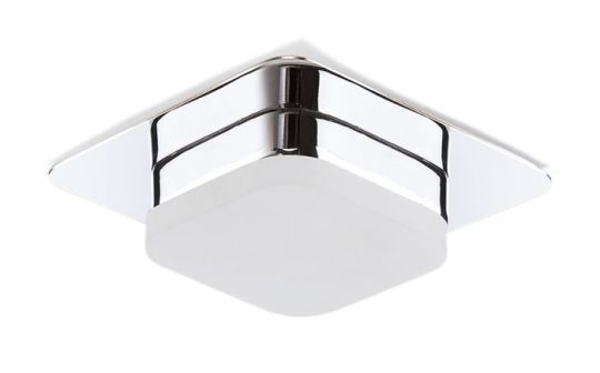 Mantra Marcel Recessed Down Light 5W LED Square 3000K IP44 450lm Polished Chrome/Frosted Acrylic Cut Out: 70mm Driver Included 3yrs Warranty