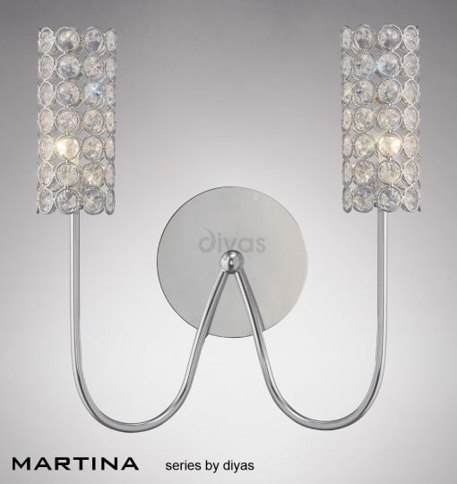 Diyas Lighting IL20620 - Martina Wall Lamp 2 Light Polished Chrome/Crystal