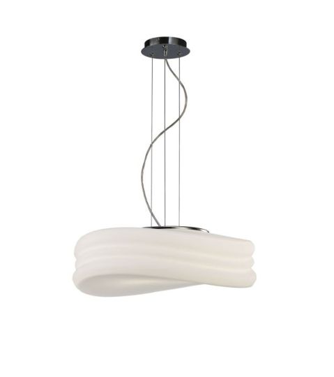 Mantra Mediterraneo Pendant 3 Light E27 Large Polished Chrome / Frosted White Glass