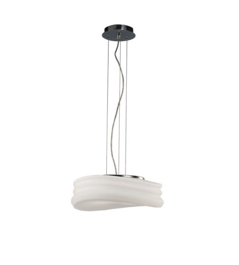 Mantra Mediterraneo Pendant 2 Light E27 Medium Polished Chrome / Frosted White Glass