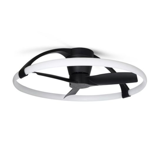 Mantra Nepal Mini 55W LED Dimmable Ceiling Light With Built-In 30W DC Reversible Fan Black c/w Remote & APP Control 5200lm