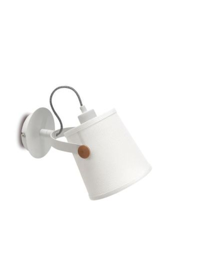 Mantra Nordica Wall Lamp With White Shade 1 Light E27 Matt White/Beech With Ivory White Shade