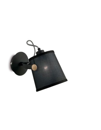Mantra Nordica Wall Lamp With Black Shade 1 Light E27 Matt Black/Beech With Black Shade
