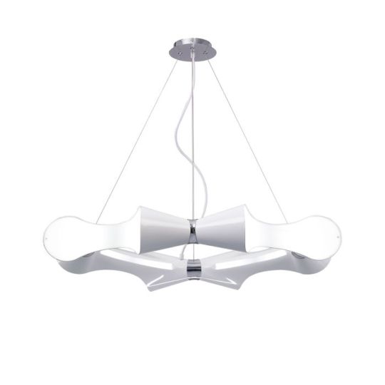 Mantra Ora Pendant 8 Flat Round Light E27 Gloss White/White Acrylic/Polished Chrome CFL Lamps INCLUDED
