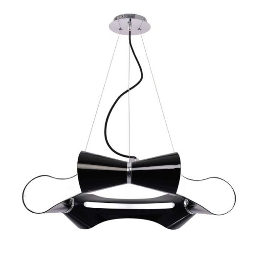 Mantra Ora Pendant 6 Flat Round Light E27 Gloss Black/White Acrylic/Polished Chrome CFL Lamps INCLUDED