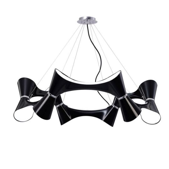 Mantra Ora Pendant 12 Twisted Round Light E27 Gloss Black/White Acrylic/Polished Chrome CFL Lamps INCLUDED