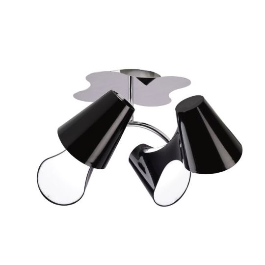 Mantra Ora Ceiling 2 Arm 4 Light E27 Gloss Black/White Acrylic/Polished Chrome CFL Lamps INCLUDED