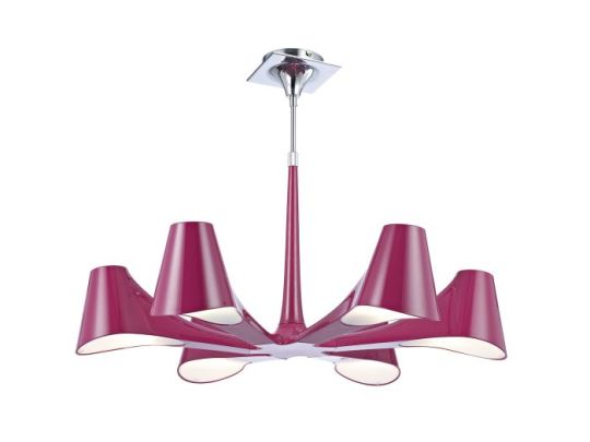 Mantra Ora Telescopic Convertible To Semi Flush 6 Light E27 Gloss Purple/White Acrylic/Polished Chrome CFL Lamps INCLUDED