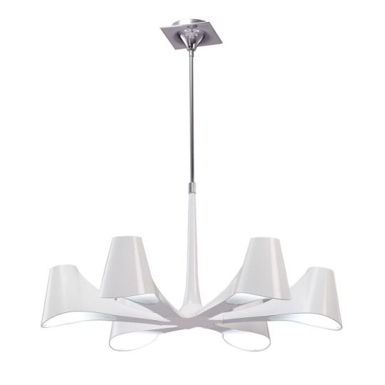 Mantra Ora Telescopic Convertible To Semi Flush 6 Light E27 Gloss White/White Acrylic/Polished Chrome CFL Lamps INCLUDED