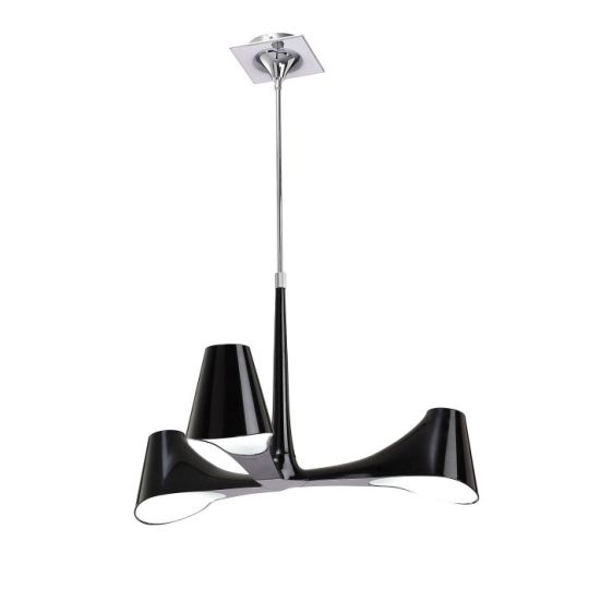 Mantra Ora Telescopic Convertible To Semi Flush 3 Light E27 Gloss Black/White Acrylic/Polished Chrome CFL Lamps INCLUDED