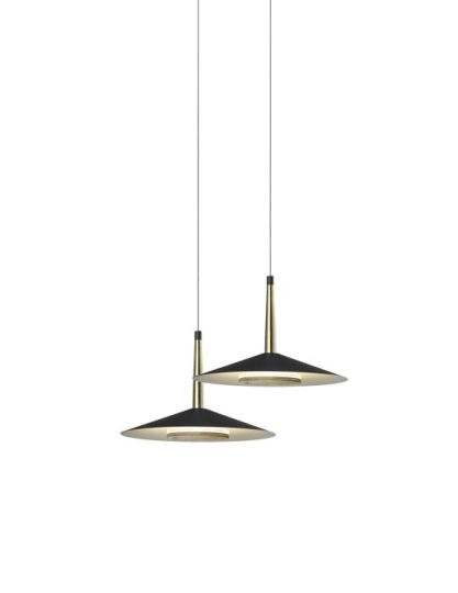 Mantra Orion 2 Light Linear Pendant 16W LED 3000K 1180lm Black/Antique Brass 3yrs Warranty