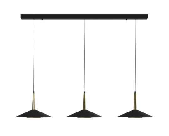 Mantra Orion 3 Light Linear Pendant 24W LED 3000K 1770lm Black/Antique Brass 3yrs Warranty