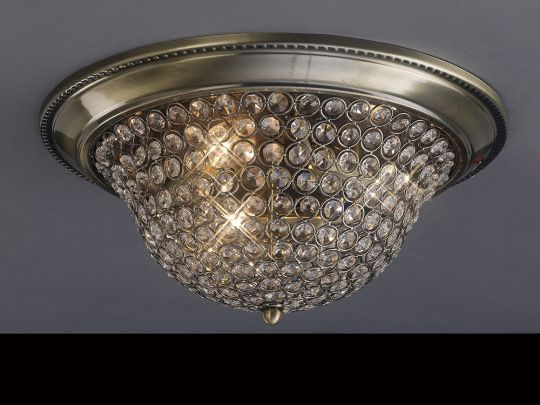 Diyas IL31130 Paloma Ceiling Small 2 Light Antique Brass/Crystal