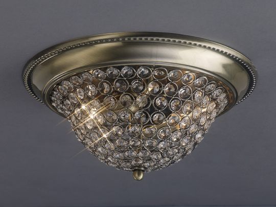 Diyas IL31131 Paloma Ceiling Medium 2 Light Antique Brass/Crystal