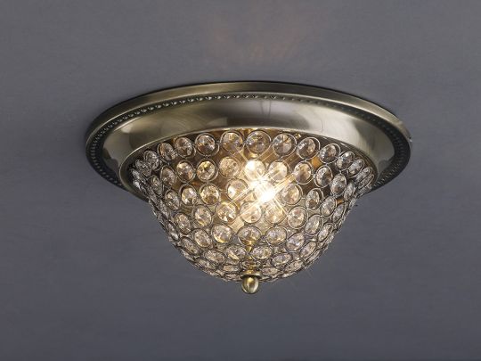 Diyas IL31132 Paloma Ceiling Large 3 Light Antique Brass/Crystal