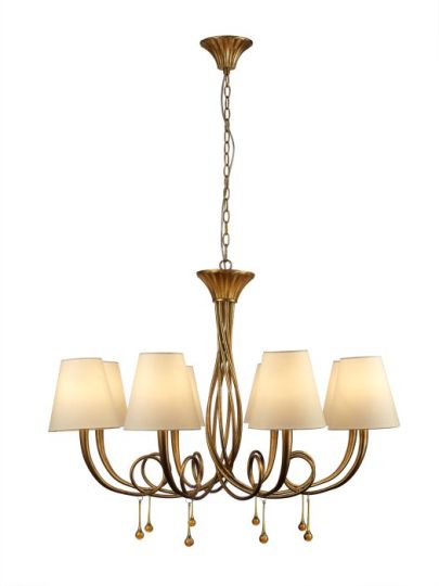 Mantra Paola Pendant 95cm Round 8 x E14 (Max 40W) Gold Painting Cream Shades
