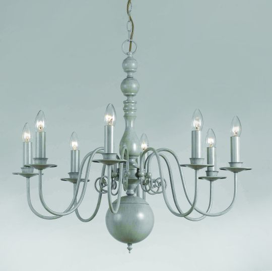 Impex PG05579/08/GRY Bologna Series Decorative 8 Light Grey Ceiling Light