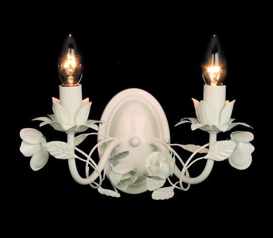 Impex PG112027/02/WB/WH Malaga  Series Decorative 2 Light White Wall Light