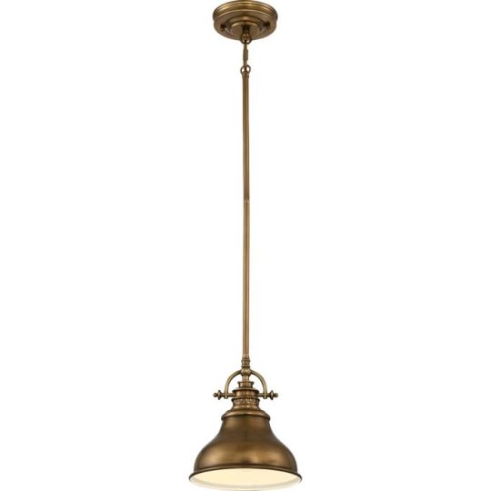 Quoizel Emery 1 Light Mini Pendant - Weathered Brass