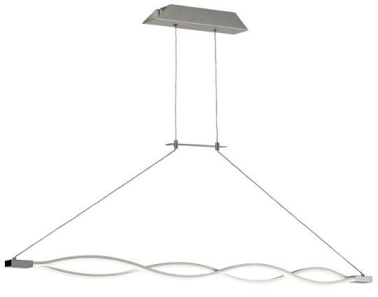 Mantra Sahara XL Linear Pendant 42W LED 3000K 3400lm Dimmable Silver Frosted Acrylic Polished Chrome 3yrs Warranty