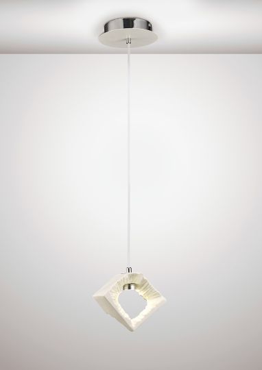 Diyas IL80067 Salvio Square  Sculpture Pendant 1 x 3W LED Chrome/White