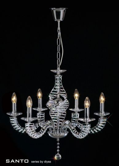 Diyas Lighting IL30356 - Santo Pendant 6 Light Polished Chrome/Crystal