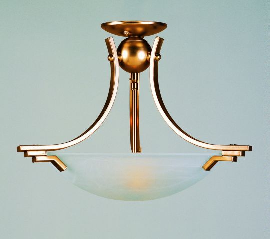 Impex Lighting - SEMIFLUSH ANT.BRASS ALABASTER GLASS