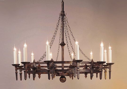 Impex SMRR01312/BLKG Baronial Series Decorative 12 Light Black Gold  Ceiling Light