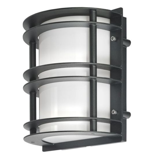 Norlys Stockholm 1 Light Flush Light - Black With Opal Glass
