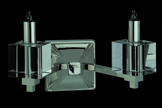 Impex STH06000/02/WB/N Cube  Series Decorative 2 Light Nickel Wall Light