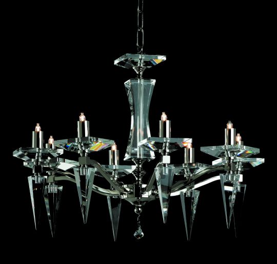 Impex STH06030/08/N Monza  Series Decorative 8 Light Nickel Ceiling Light