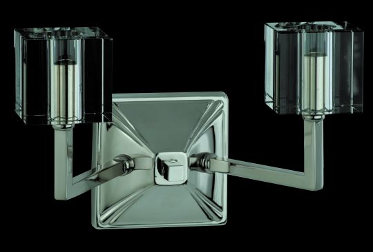 Impex STH06040/02/WB/N Cube  Series Decorative 2 Light Nickel Wall Light
