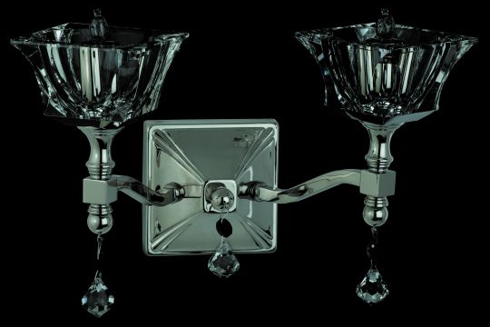 Impex STH06050/02/WB/N Bresica  Series Decorative 2 Light Nickel Wall Light