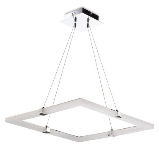 Mantra Tacc?a Pendant 28W LED Square 3000K 2500lm Polished Chrome/Frosted Acrylic 3yrs Warranty