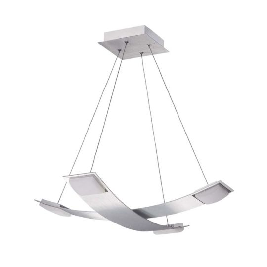 Mantra Thea Square Pendant 4 Light 28W LED 3000K 2520lm Satin Aluminium/Frosted Acrylic 3yrs Warranty
