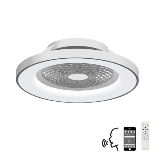 Mantra Tibet 70W LED Dimmable Ceiling Light With Built-In 35W DC Fan c/w Remote Control APP & Alexa/Google Voice Control 3900lm Silver 5yrs Warranty