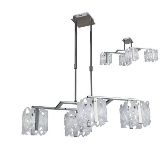 Mantra Tokio Rectangular Telescopic Convertible To Semi Flush 4 Light G9 Line Gloss White/Polished Chrome