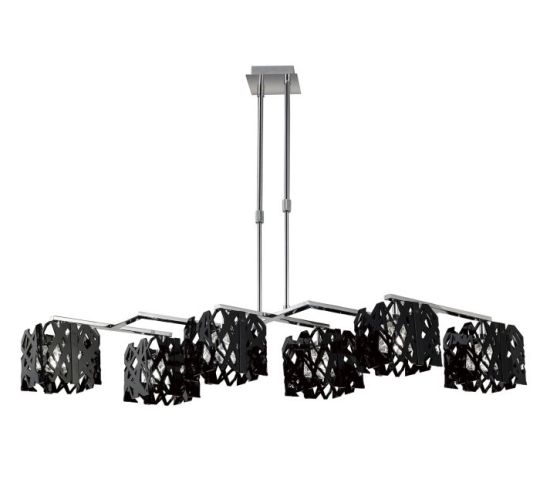 Mantra Tokio Rectangular Telescopic 6 Light G9 Line Gloss Black/Polished Chrome