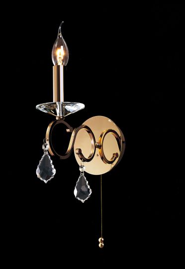 Diyas Lighting - Torino 1 Light Switched Wall Lamp Gold/Crystal - IL30321