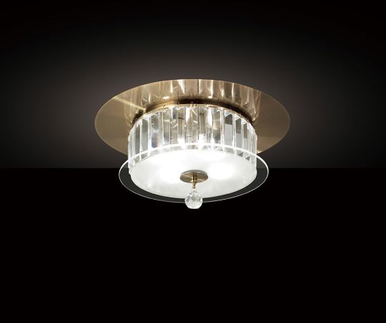 Diyas IL30243 Tosca Ceiling Round 4 Light Antique Brass/Glass/Crystal