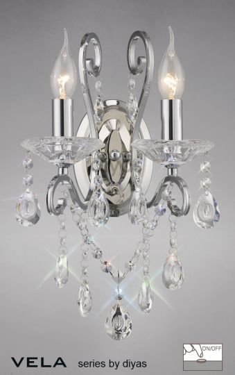 Diyas IL31362 Vela Wall Lamp Switched 2 Light Polished Chrome/Crystal